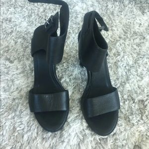 Josie black leather strap heels